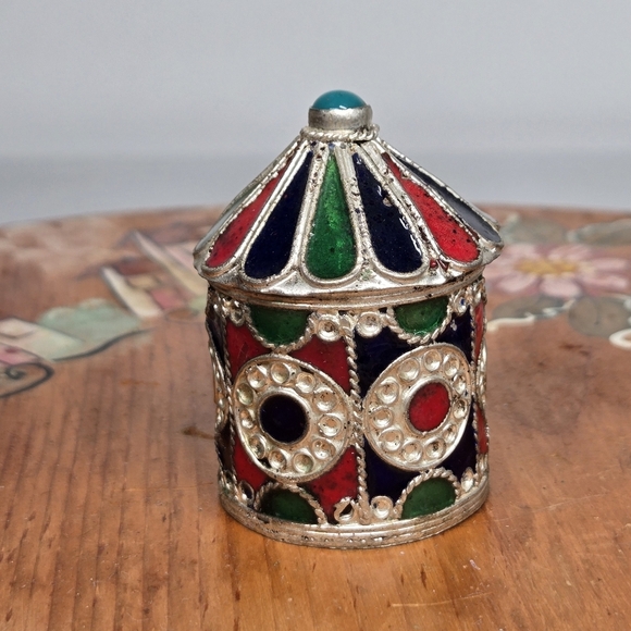 Antique‎ Berber Kabyle Moroccan Enameled Pill Boxes Folk Art Filigree Silver - Picture 11 of 17